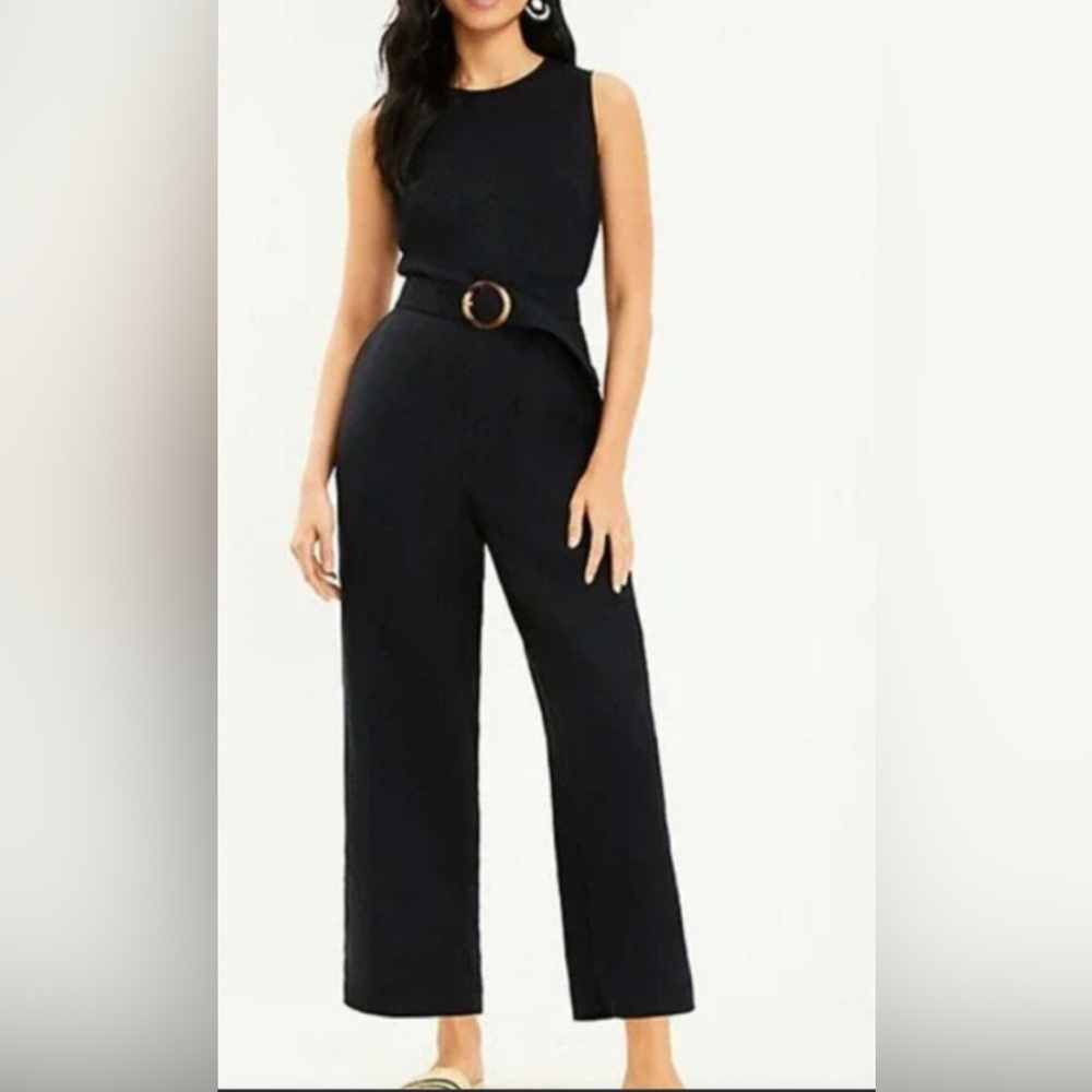 New With Tags Loft Linen Blend Black Women's Jumpsuit
